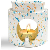 Duftlampe aus Keramik mit Teelichthalter, Duftlampe für Ätherische Öle, Duftöl und Duftwachs diffusor, Abnehmbare Schale, Räucherstövchen, für Duftwachs und Duftöl (Bunt)