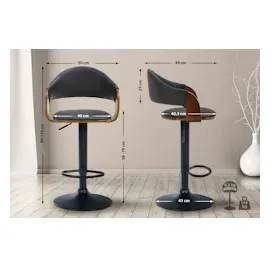 CLP 2er Set Barhocker Nilse Kunstleder I Barstuhl Mit Holzsitzschale I Höhenverstellbares Metallgestell Mit Fußstütze