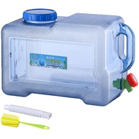 RUYI 18L Wasserkanister mit Hahn und Schraubdeckel, Camping Wasserkanister BPA-frei Trinkwasserkanister, Tragbarer Wassertank mit Griff für Wohnwagen Picknick Wandern, Transparent Blau