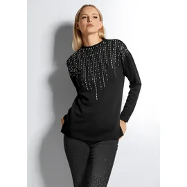Madeleine Sweatshirt mit Strass-Besatz schwarz 36