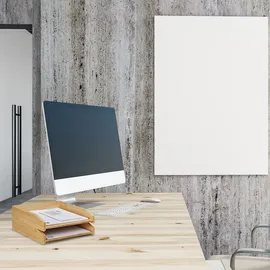 Relaxdays Briefablage 2er Set, aus Bambus, DIN A4 Größe, stapelbare Dokumentenablage, für Schreibtisch und Büro, natur