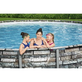 BESTWAY Power Steel Frame Pool Set 671 x 132 cm inkl Filterpumpe Steinoptik