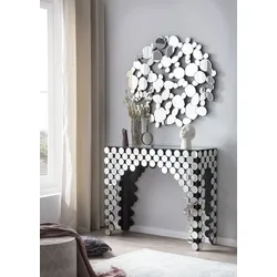 Konsolentisch SALESFEVER, silber (silber, verspiegelt, silber, silber), B:111cm H:92cm T:35,5cm, Tische, verspiegelt, in edler Form und besonderer Optik