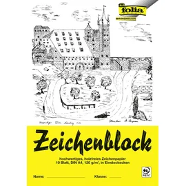 Folia Zeichenblock mit Leinenecken DIN A4, 10 Blatt