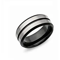 Kingka Partnerring Classic Damen Herren silberfarben schwarz matt, Trauring, Ehering, Partnerring, Freundschaftsring 50
