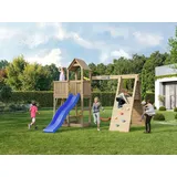 Spielturm Fluppi KDI inkl. Einzelschaukel + Rutsche blau