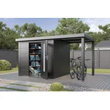 Wolff Finnhaus Metall-Gerätehaus Thorin 3924 Anthrazit inkl. 150 cm