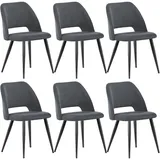 WAFTING 6er Set Esszimmerstühle, Küchenstuhl with Cordstoff, Polsterstuhle für Esszimmer, Küchen, Wohnzimmer und Schlafzimmer, Schwarz