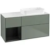 Villeroy & Boch Finion Waschtischunterschrank G681PDGM 120x60,3x50,1cm, Regal links Black matt lacquer, Olive Matt Lacquer