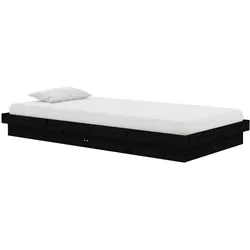 vidaXL Massivholzbett Schwarz 100x200 cm