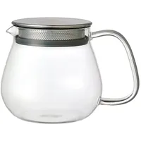 Kinto Stainless Unitea One Touch Teekanne 460 ml Hitzebeständige Teekanne aus Glas mit Edelstahlsieb und Deckel