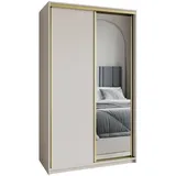 masseno Schwebetürenschrank TAVI 120 x 205 x 60 cm Beige/Gelb