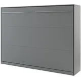 Schrankbett Concept PRO Horizontal, Wandklappbett, Bettschrank, Wandbett, Schrank mit integriertem Klappbett, Funktionsbett (140 x 200 cm, Grau, Horizontal)