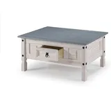 möbelliebling Couchtisch 100 x 60 cm mit Schublade Pinienholz weiß grau lasiert MEXICO