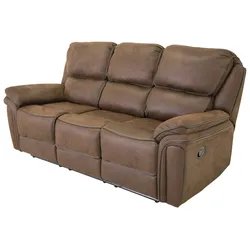 Saranda Sofa 3 Personen Recliner Kunstleder braun.