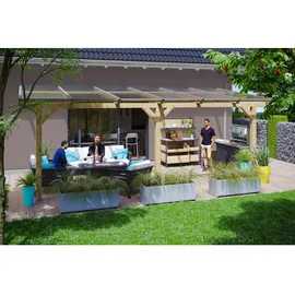 SKANHOLZ Terrassenüberdachung Bormio 648 x 350 cm beige