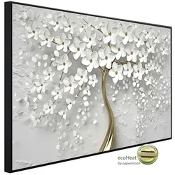 papermoon Infrarotheizung »EcoHeat - Blumen weiss gold«, Matt-Effekt - bunt