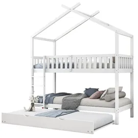XDOVET Etagenbett mit drei Betten 90 x 200 cm Kiefer massiv weiß