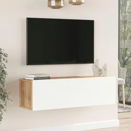 [en.casa] Lapinlahti TV-Lowboard 100 x 29,5 x 31,5 cm Eiche rustikal/Weiß Spanplatte