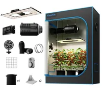 TurboWuchs Turbo2000& 120x60x180cm Growzelt Komplettset LED Grow Lampe Vollspektrum LM301H EVO LEDs Growzelt Kit Komplettes Hydroponics 1680D Growing Tent Kit Belüftungssystem