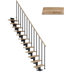 DOLLE Mittelholmtreppe »Dublin«, buchenholz, 12 Stufen, bis 292cm Raumhöhe - grau