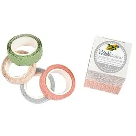 Folia Washi-Dekor Deko-Klebeband pastell 4 Rollen 10mm und 15mm x 5m