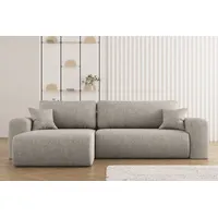 Ecksofa mit Schlaffunktion und Stauraum für Bettzeug, L-förmiges Sofa,Capri Stoff Neve Links Dunkelbeige