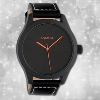 Oozoo Herrenuhr Timepieces C1069 schwarz Lederarmband Quarz Analoguhr UOC1069