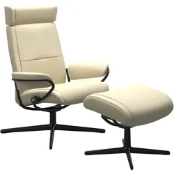 Stressless Sessel | Paris Cross Base Paloma Vanilla Matt Schwarz Verstellbare Kopfstütze
