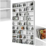 tectake Regal Aufbewahrung, offene Schrank Wand stehend für CDs, DVDs, als Bücherregal, Raumtrenner, Ständer oder Vitrine für Sammlungen und Hobby - weiß