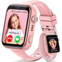 4G Smartwatch Kinder mit GPS und Telefon, Kinderuhr mit Videoanruf SOS, Schulmodus, SMS Sprachchat WhatsApp, Wecker SIM, WiFi, IP68 Wasserdicht - Rosa