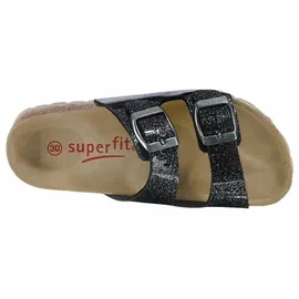 superfit Mädchen FUSSBETTPANTOFFEL Hausschuhe, SCHWARZ/SILBER 0100