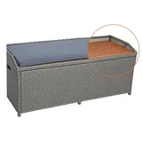 Sitzbank Gartenbank mit Auflagenbox Rattan Kissentruhe Polyrattan Bank Grau-Mix