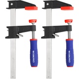 WORKPRO Schraubzwingen Set 2 Stück, Spannweite 150mm, Spannkraft 272kg, Maultiefe 80mm Schraubzwinge aus Stahl und Nylon für präzises Fixieren