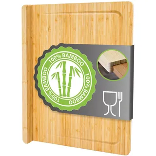 Dune Design DuneDesign Schneidebrett mit Kante 44x34x2 Bambus Schneidbrett Holzbrett mit Kante