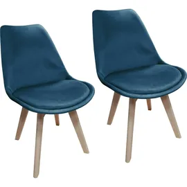 Hti-Living HTI-Living, Stühle, Esszimmerstuhl Samt 2er Set Atlanta Blau