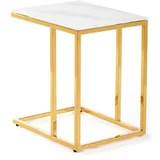 Design Beistelltisch Metall Glas Modern Marmor Optik gold Betttisch Sofatisch