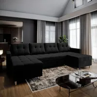 masseno Ecksofa MILO U Polyester 3-Sitzer Schwarz