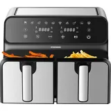 Steinborg Duale Heißluftfritteuse | 4+4 Liter | Heissluftfritteuse | 4 in 1 Mini Backofen | Fritteuse | Dörrautomat | Grill | Grillen Backen Dör...