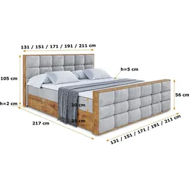 altdecor Boxbett 180 x 200 cm H3 Grau