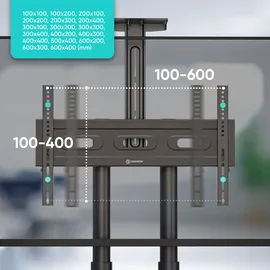 ONKRON TV Ständer rollbar für 40-70 Zoll bis 45,5 kg Schwarz TS1552-B