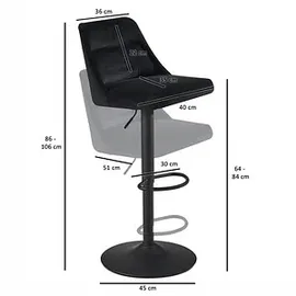 Wohnling Barhocker WL7.000 64-84 cm Schwarz