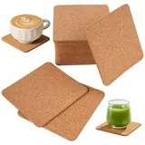 20 Stück Untersetzer Kork, 10 cm Korkuntersetzer Eckig, Glasuntersetzer Kork, Dicke 3mm Korken Coasters, Wiederverwendbar Korkuntersetzer, rutschfeste Untersetzer für Getränke, Haus, Büro, Restaurant