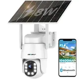 GENBOLT 2K AOV Solar WLAN Überwachungskamera Aussen Akku, 24/7-Aufzeichnung PTZ CCTV Kamera Überwachung Aussen mit 90FT KI-Erkennung, 8W 10400 mAh IP-Kamera Outdoor Kabellose, Farb-Nachtsicht
