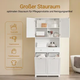 SoBuy Wäscheschrank mit 2 Schubladen Weiß 78x38x181cm