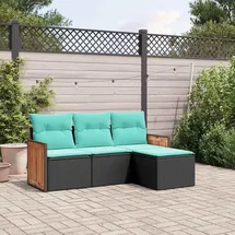 vidaXL Gartensofa-Set 4-tlg. schwarz