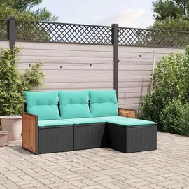 vidaXL Gartensofa-Set 4-tlg. schwarz