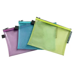 Exacompta 38140E 12x Transparente Tasche/Etui mit Reißverschluss, flexibles Recycling-PP, Kollektion Pop'N Co - Farben sortiert