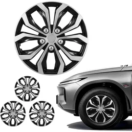 Vevor 4x Universale Radkappen 15 Zoll, Radzierblenden Set aus ABS Kunststoff, Verstellbare Radblenden mit 10 Speichen & Snap-On-Montage Design, R15 Radabdeckungen für Deko & Daubschutz, Silber/Schwarz