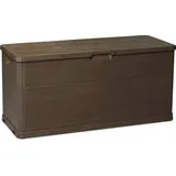 dobar® 58607e Outdoor Gartentruhe 280 L | Auflagenbox Kunststoff | Truhebox im Holzdesign | Aufbewahrungsbox für Garten/Terrasse/Balkon | Aufbewahrungstruhe verschließbar | 117 x 45 x 56 cm | Braun